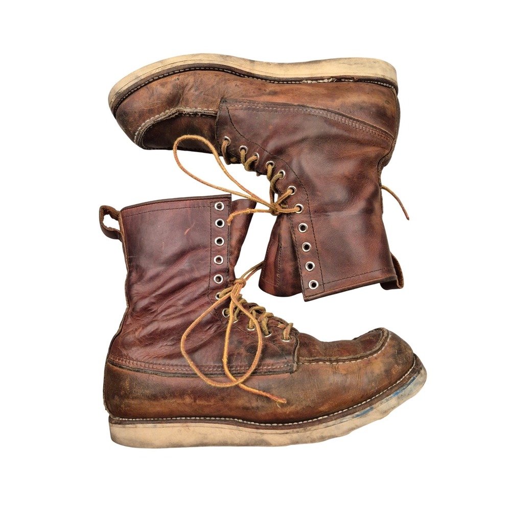 Red Wing 8830 Moc Toe Leather USA Work Boots Dark Brown Mens Distressed VTG 11 D